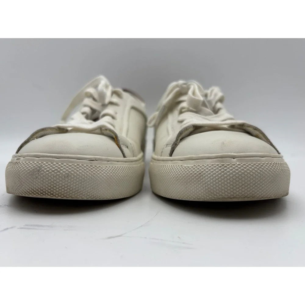 Steve Madden Finneas Men's Leather Sneakers Size 7.5 White Cream Brown Low Top